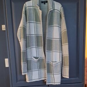 Lily Morgan Plaid Open Front Cardigan